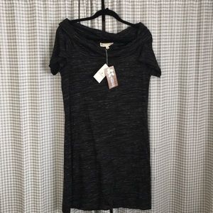 Dark heather gray off-the-shoulder dress